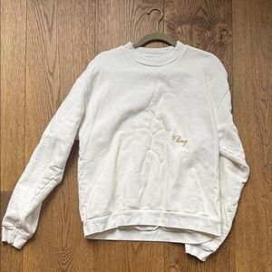 Cherry LA white classic crewneck with beige/gold embroidery